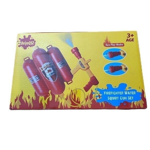 Firefighter Water Squirt Gun Playset NEW Yellow Red Kids Toy - Picture 1 of 4